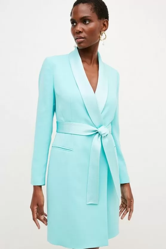 New Karen Millen Tailored Tuxedo Wrap Mini Dress mint