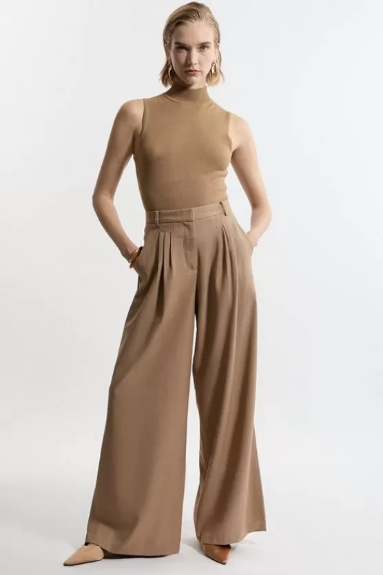 Best Karen Millen Tailored Wide Leg Darted Pants camel