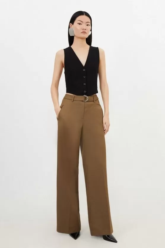 Clearance Karen Millen Tailored Wool Blend Straight Leg Pants olive