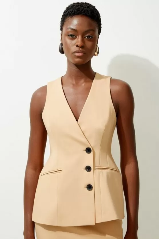 Discount Karen Millen Tailored Wrap Vest camel