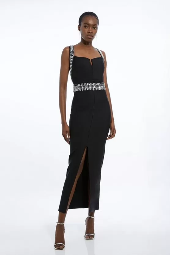 Best Sale Karen Millen Tall Bandage Figure Form Embellished Maxi Dress black