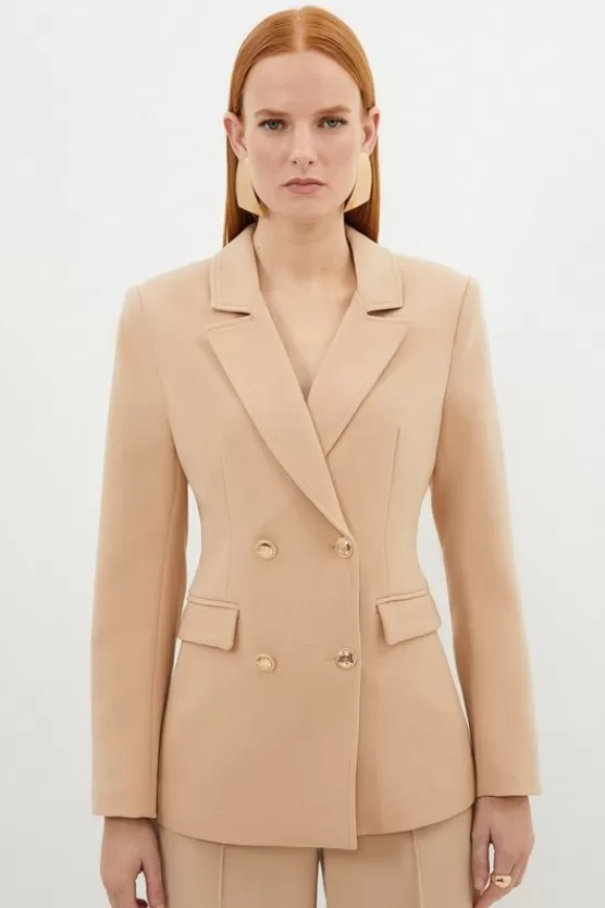 Shop Karen Millen Tall Compact Essential Tailored Double Breasted Blazer camel