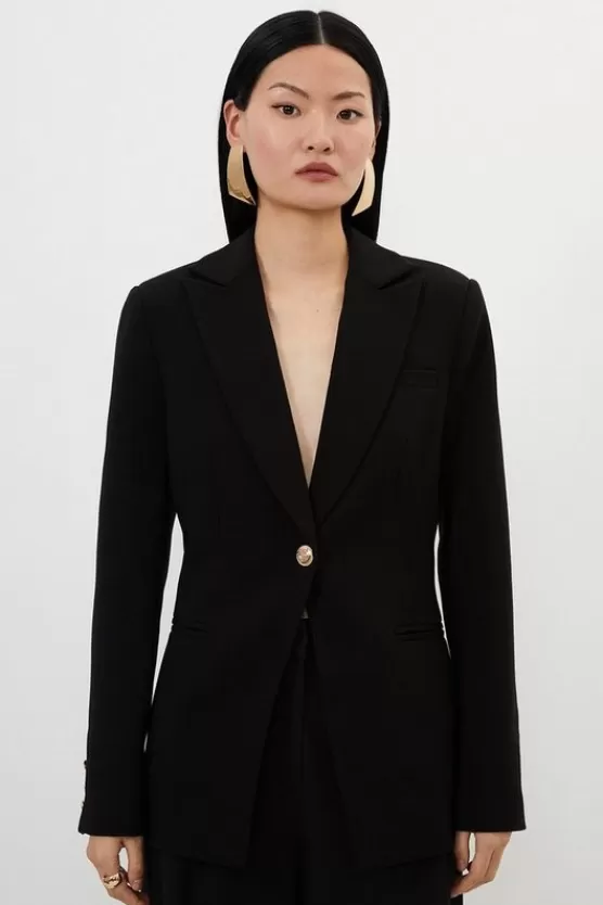 Cheap Karen Millen Tall Compact Stretch Single Breasted Tailored Blazer black