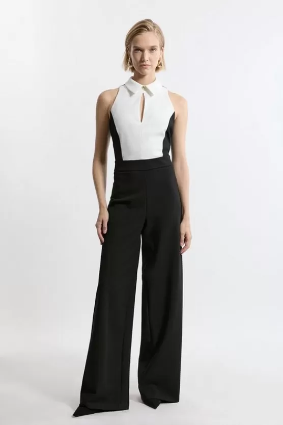 Clearance Karen Millen Tall Compact Stretch Tailored Sleeveless Jumpsuit mono