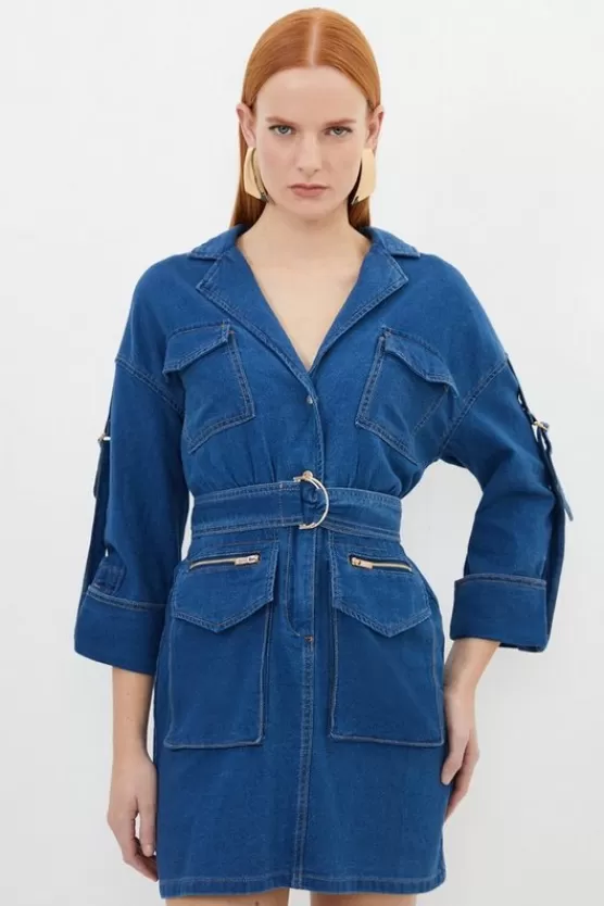 Best Karen Millen Tall Woven Shirt Mini Dress denim