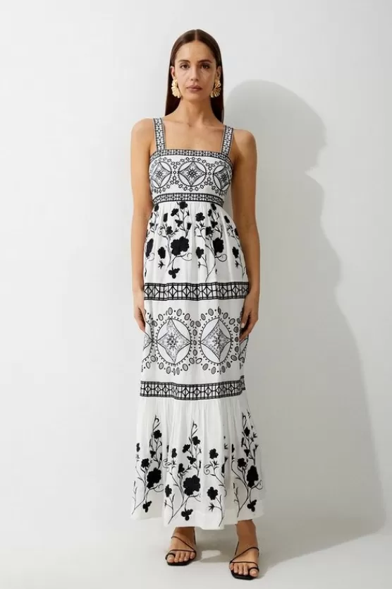 Best Sale Karen Millen Tall Floral & Geo Embroidered Woven Midaxi mono