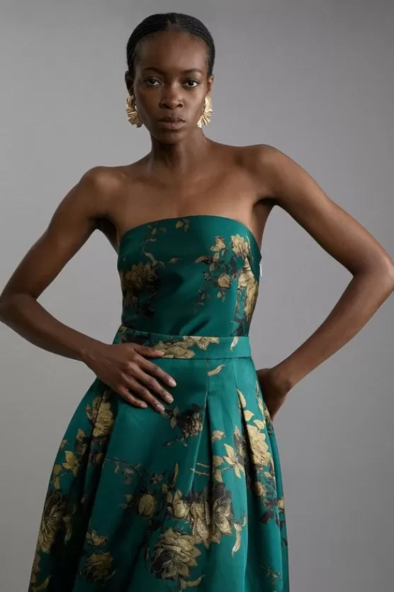 Discount Karen Millen Tall Floral Print Woven Corset Top green