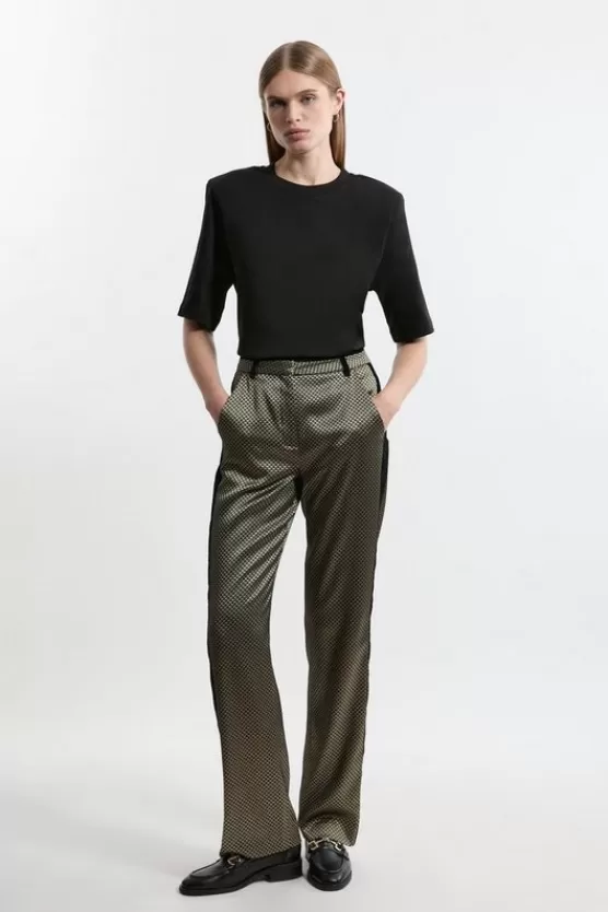 Discount Karen Millen Tall Jacquard Velvet Mix Dress Pants geo