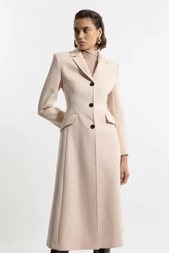 Cheap Karen Millen Tall Premium Italian Manteco Wool Full Skirted Tailored Midaxi Coat blush
