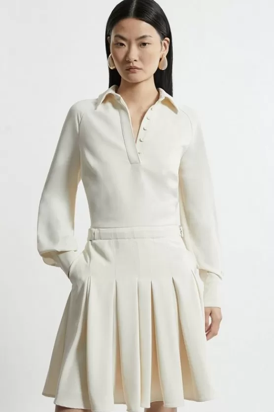 Online Karen Millen Tall Tailored Crepe Pleated Mini Dress ivory