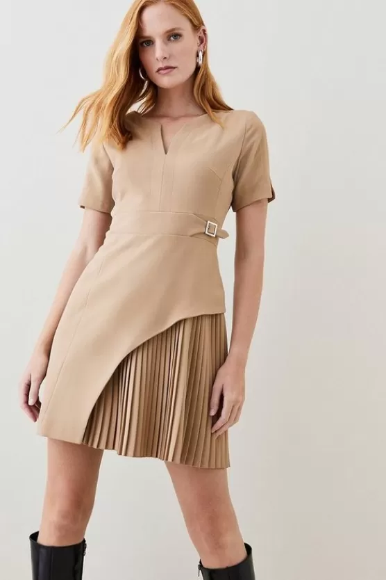 Clearance Karen Millen Tall Tailored Military Short Sleeve Mini Dress camel