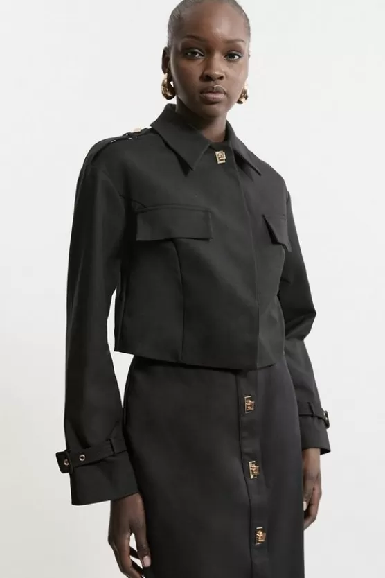 Cheap Karen Millen TECHNO JACKET AND MIDI SKIRT CO-ORD black