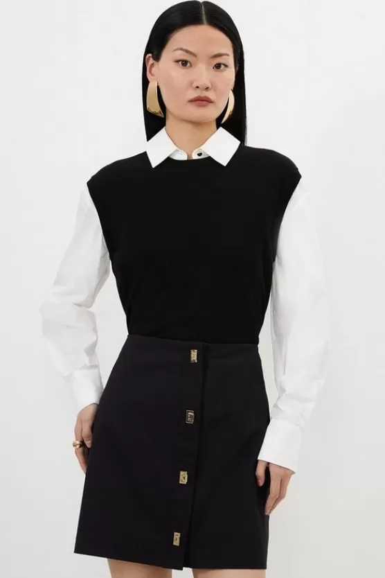 Fashion Karen Millen TECHNO MINI SKIRT CO-ORD black