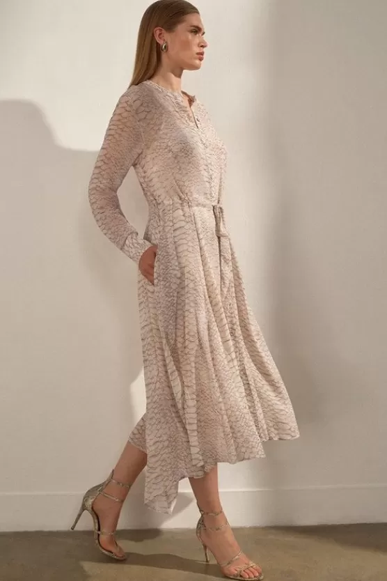 Best Karen Millen The Founder Print Viscose Georgette Woven Midi Dress animal