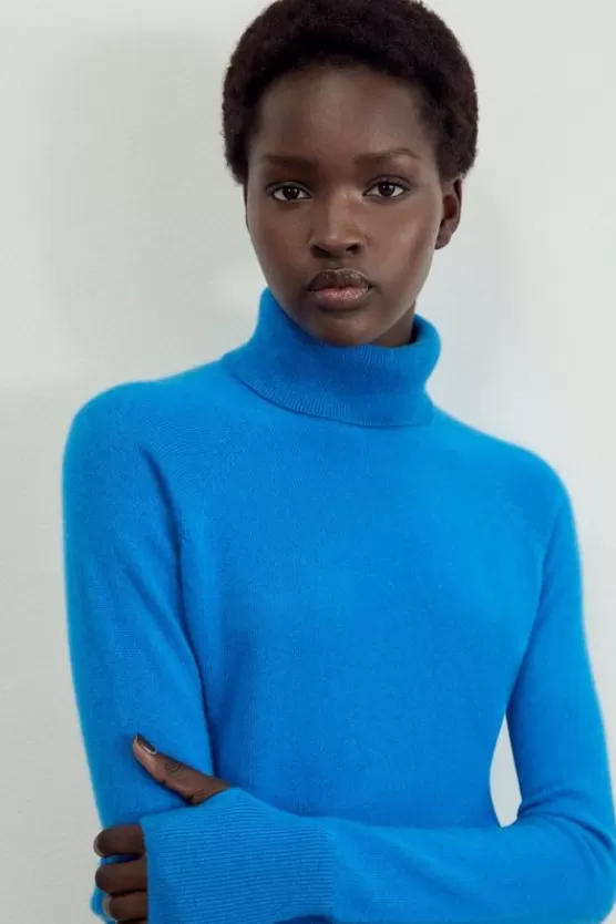 Sale Karen Millen The Founder Cashmere Turtleneck Sweater blue