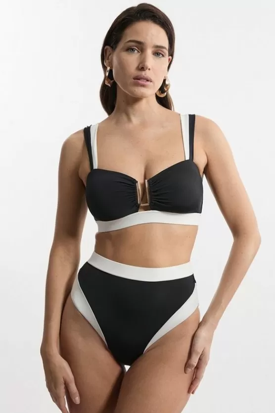 Online Karen Millen Trim Detail Detachable Strap Bikini Top mono