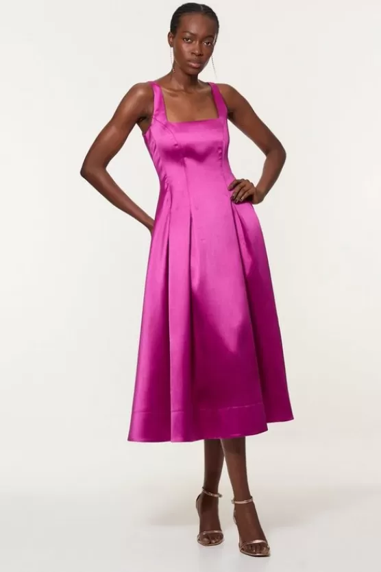 Online Karen Millen Twill Prom Woven Midi Dress purple