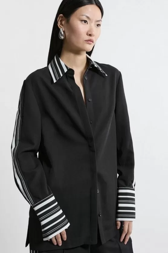 Store Karen Millen Twill Stripe Detail Shirt black