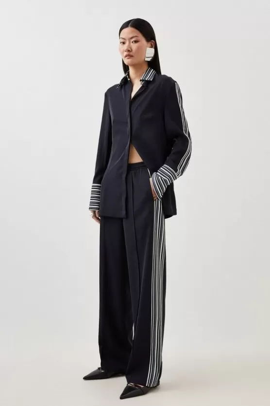 Shop Karen Millen Twill Stripe Trouser And Shirt Co-Ord black