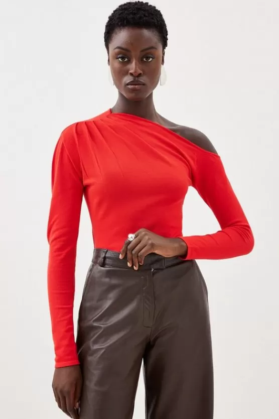 Outlet Karen Millen Viscose Blend Asymmetric Sweater red