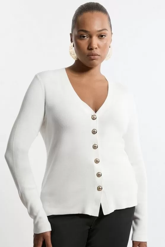 Best Karen Millen Viscose Blend Knit Cardigan cream