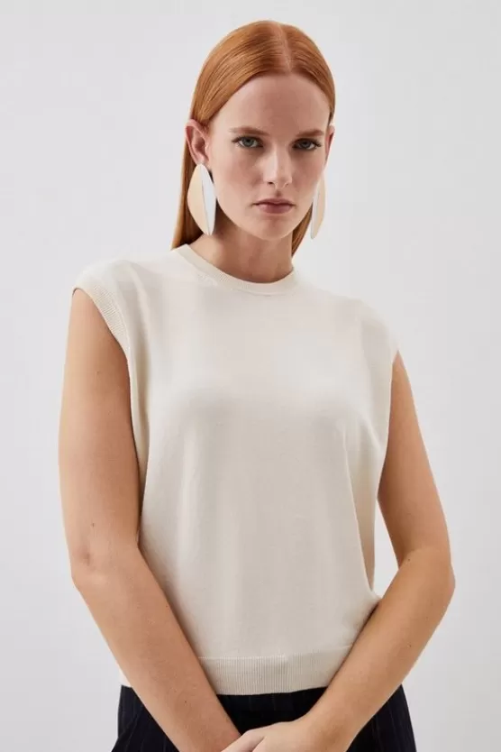 Clearance Karen Millen Viscose Blend Knit Top ivory